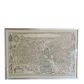 Affiche ancien plan de Paris - cadre inox