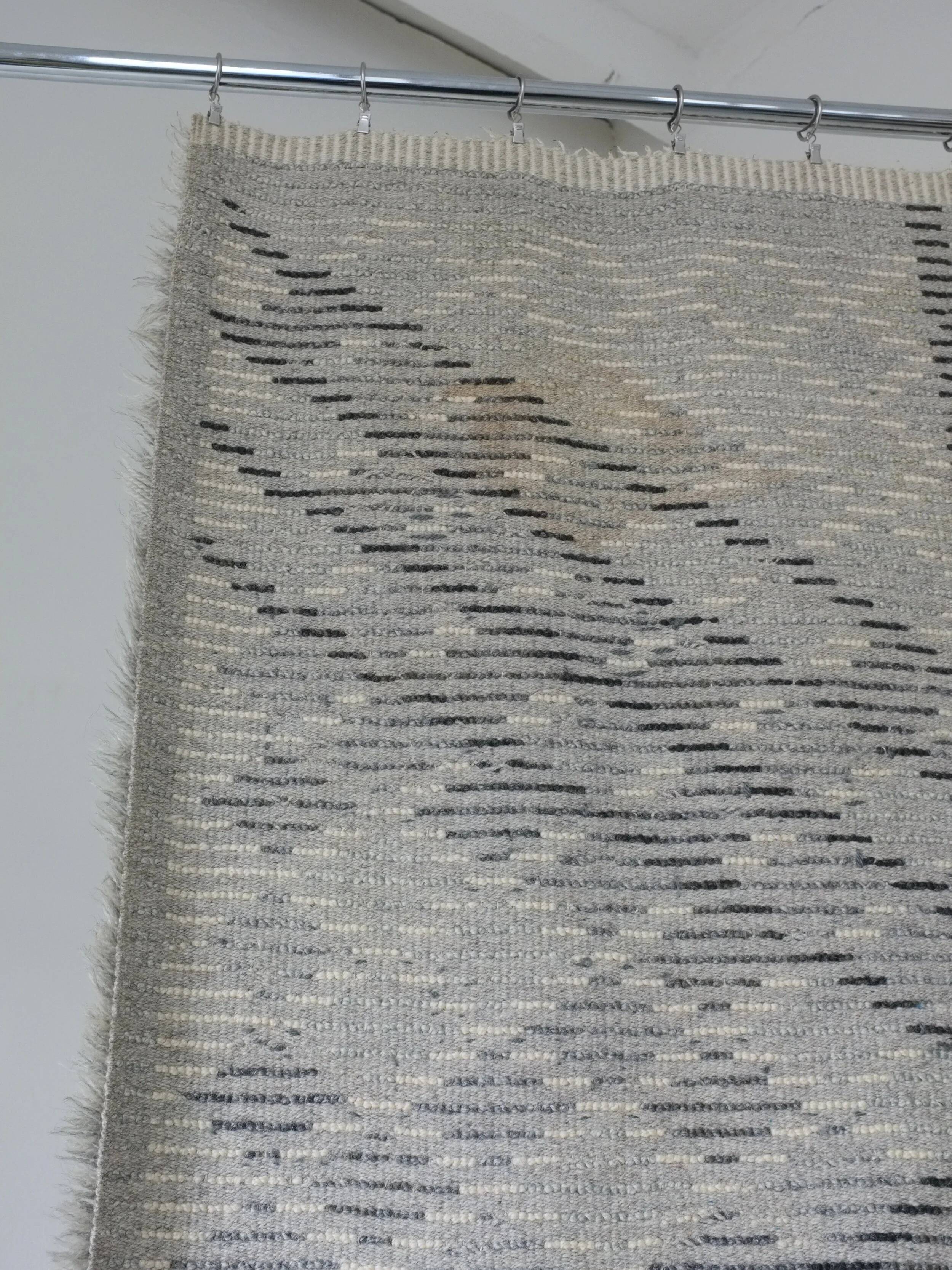 Mid-century gray wool rya rug | Sweden | 1960s
