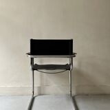 Chrome and black leather chair with armrests after M. Breuer, design 1970