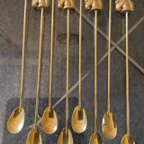 Series of 8 vintage golden spoons