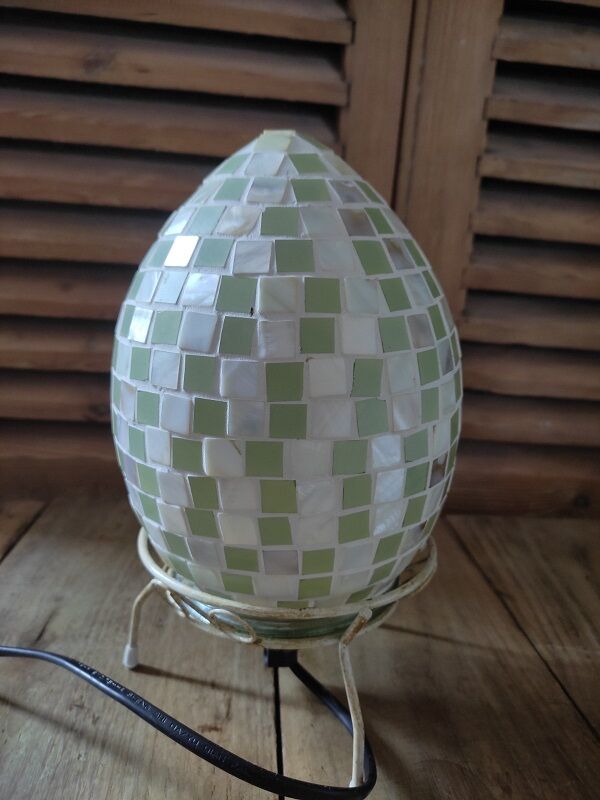 Green mosaic glass egg lamp night light