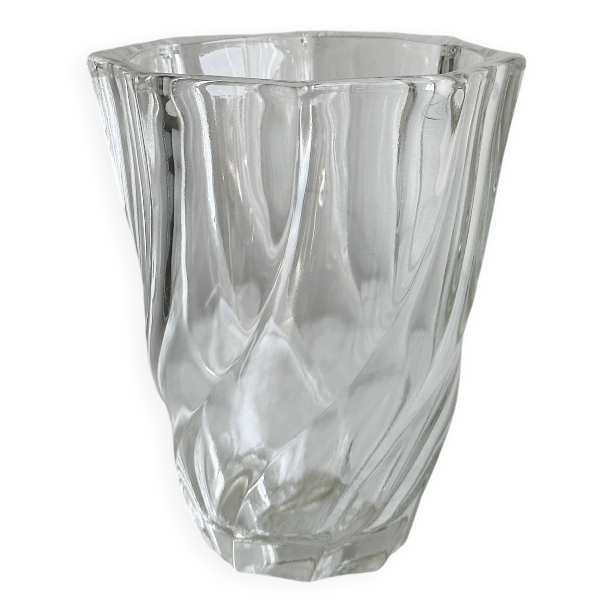 Small twisted glass vase, sleek modern design