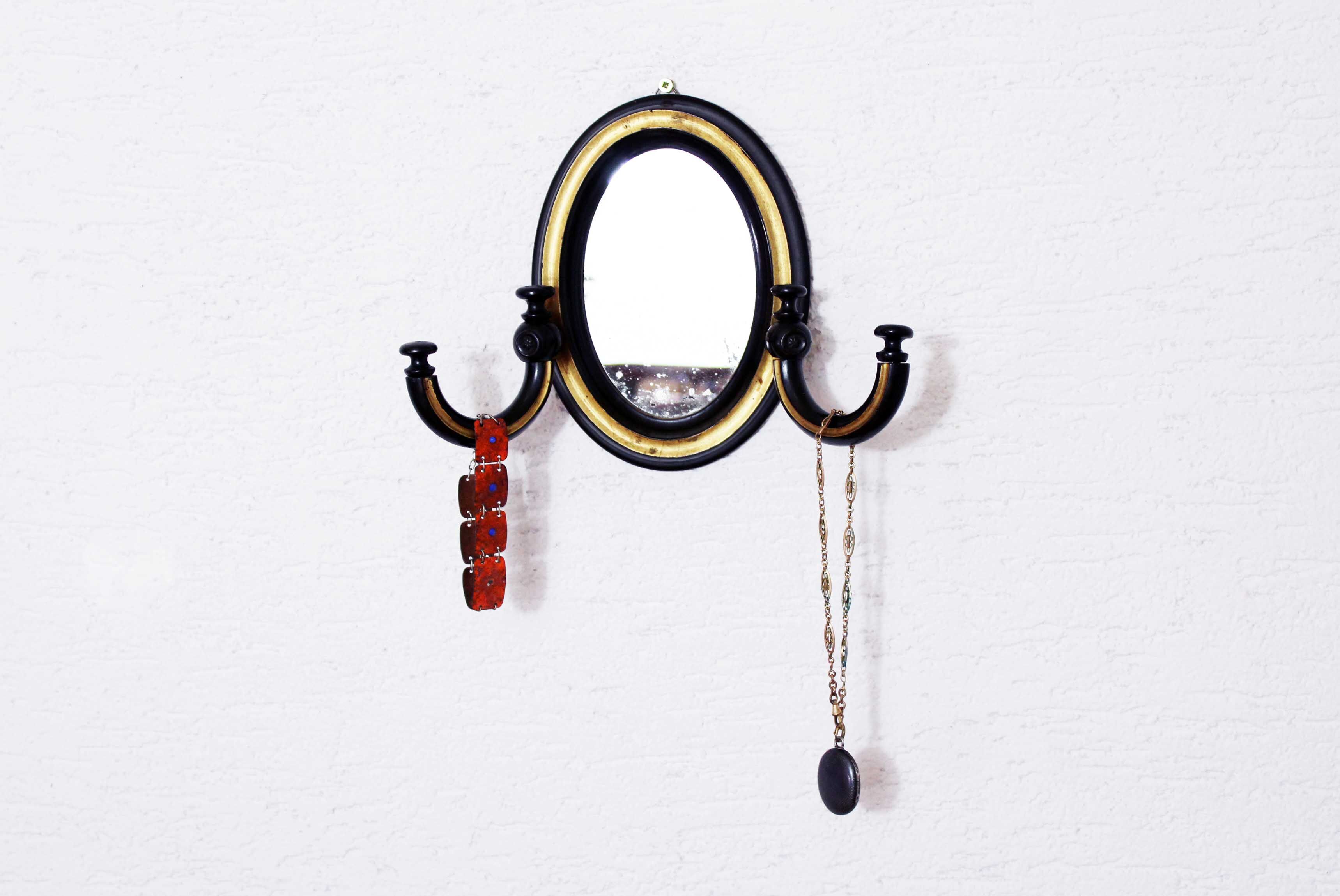Very rare mirror Napoleon III with jewelry wear hooks  16x22cm