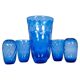 Art Deco Set of 6 Sculpted Glass Vases Handmade Reijmyre, Sweden, 1930s