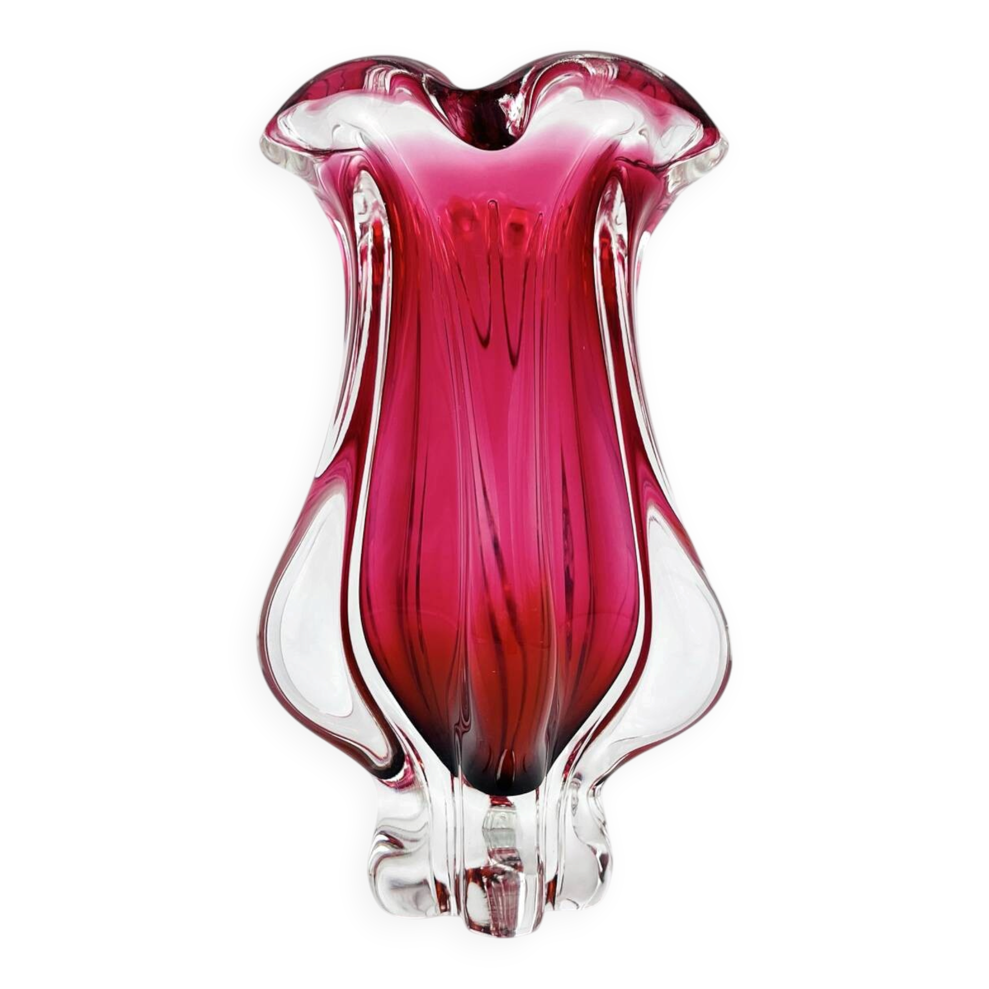 Organic Art Vase Josef Hospodka - Sommerso Ruby/Mandarin