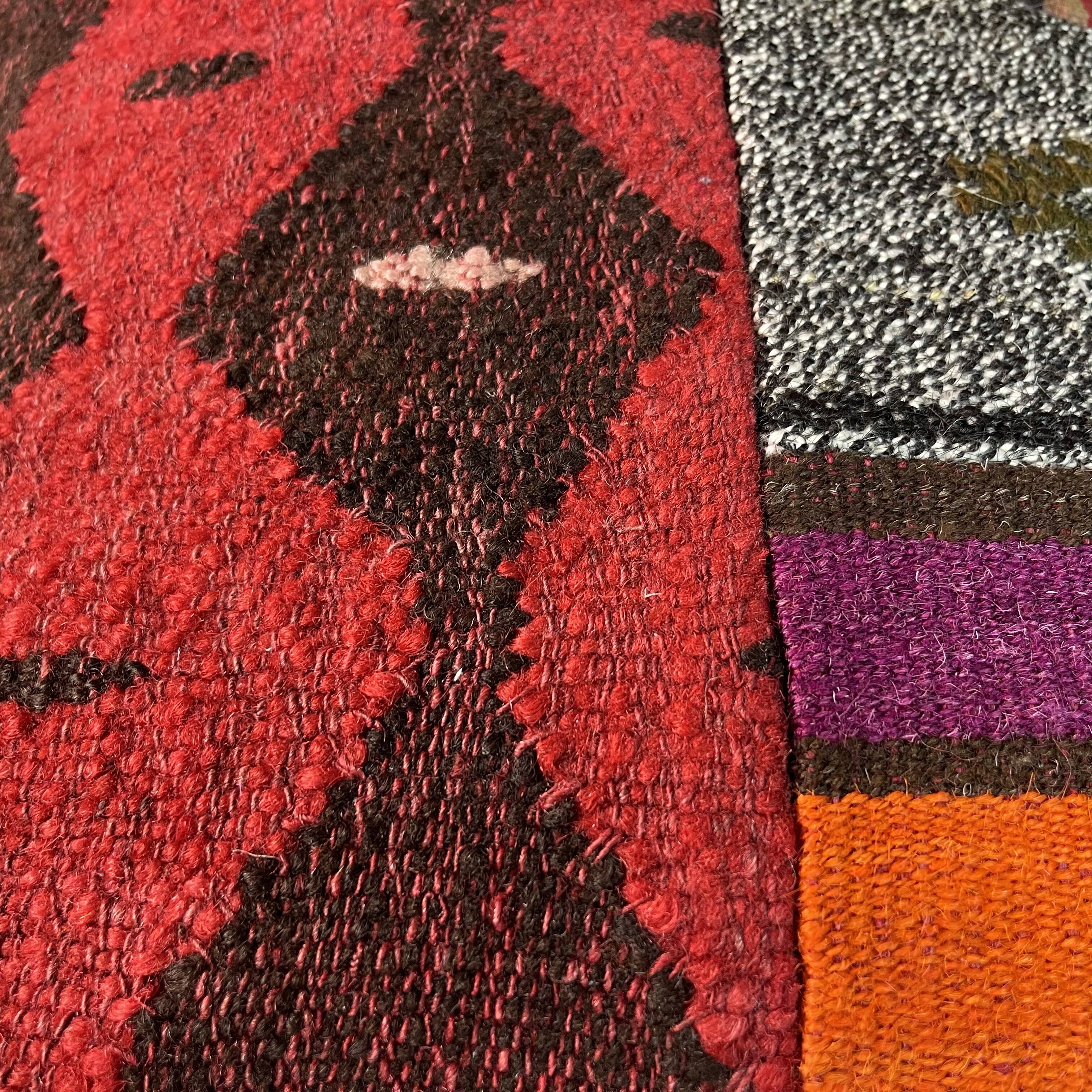 Vintage turkish kilim patchwork cushion cover , 40 x 40 cm