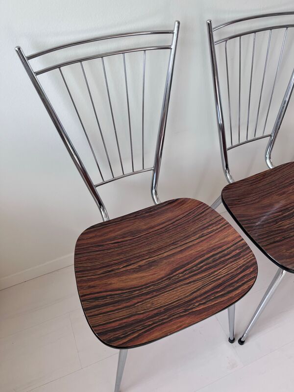 Lot de 3 chaises en formica et chrome années 70
