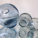 Holmegaard set of 3 round blue vases designed by Per Lutken