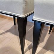 Art Deco Chairs in Black Lacquer in Cream Velour, France, 1930s, Set of 8