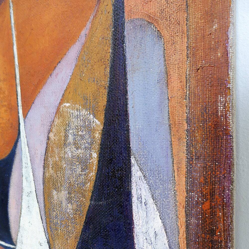 Abstract oil painting on canvas by gelper mon (belgium 1930)