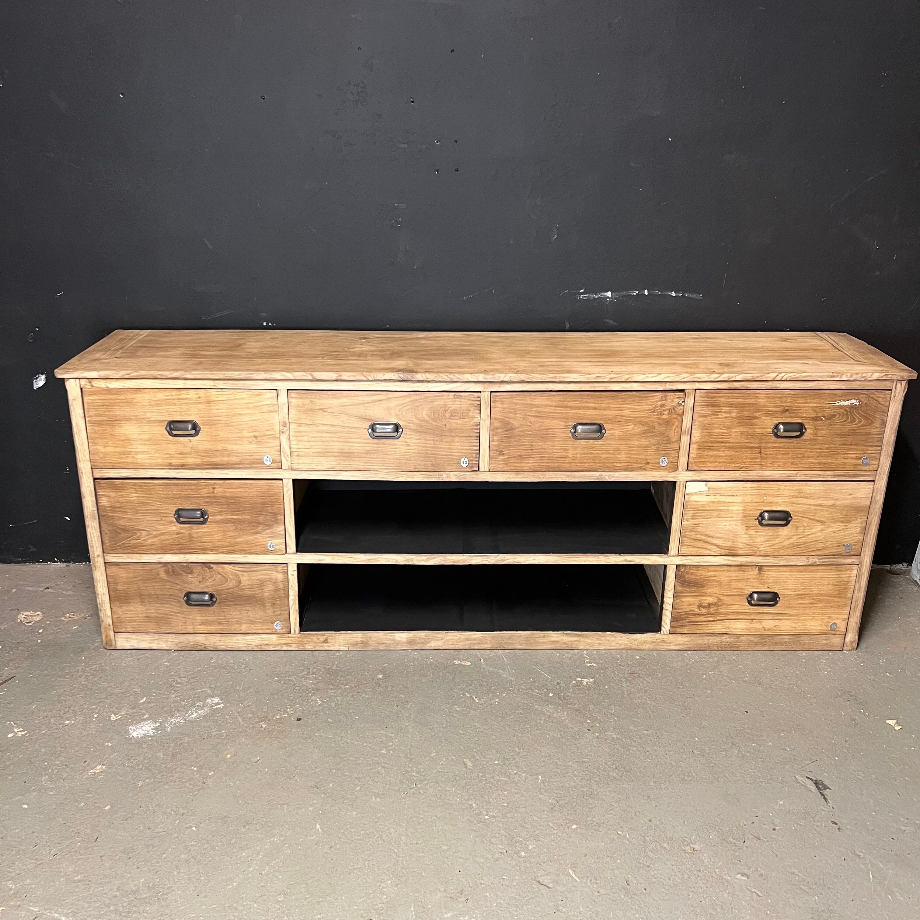 Old piece of trade furniture with chestnut drawer