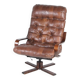Fauteuil vintage en bois et cuir