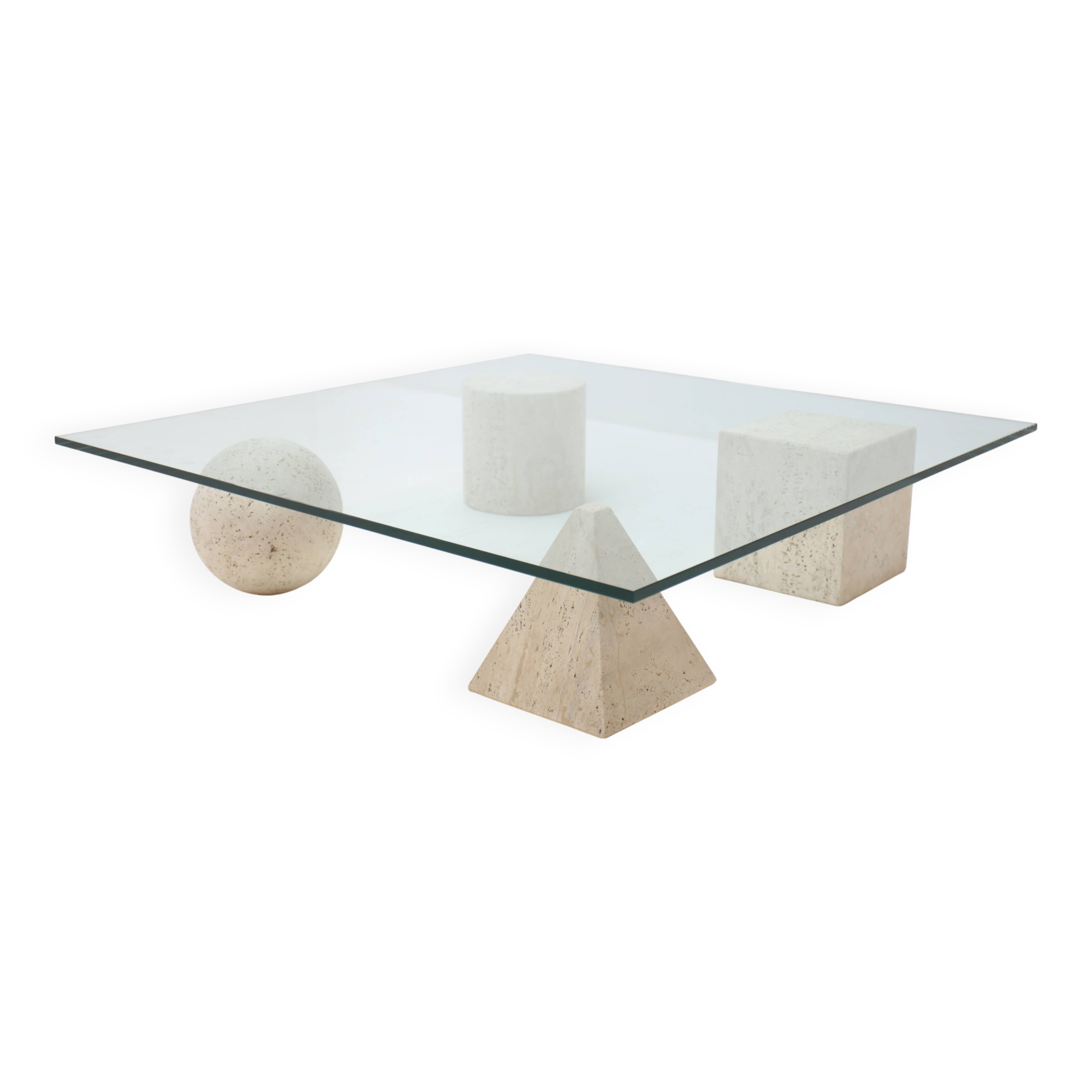 Metafora travertine coffee table by Massimo & Lella Vignelli, Italy