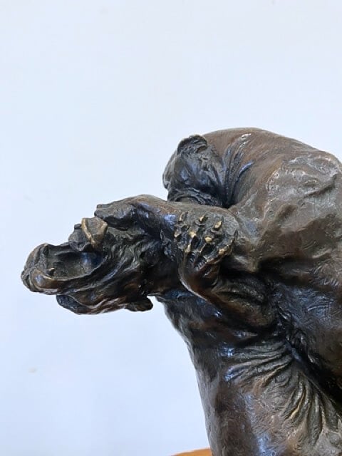 Bronze animalier, two fighting panthers by Georges Gardet, 1920