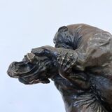 Bronze animalier, two fighting panthers by Georges Gardet, 1920