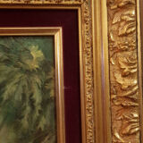 Oil painting young girl with twig