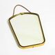 Beautiful small mid-century brass wall mirror with braided hanging strap