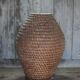 Old basket, straw and bramble bourgne, woven basket, interior decoration.