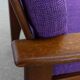 2 fauteuils scandinaves en teck et tissu violet