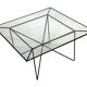 Vintage coffee table in steel and wire and glass  1970