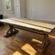 Antique solid oak farmhouse table with star legs - length 200 cm