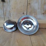 Silver metal butter dish