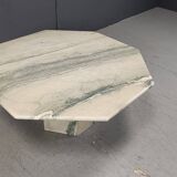 Vintage octogonal white marble coffee table, 1970s