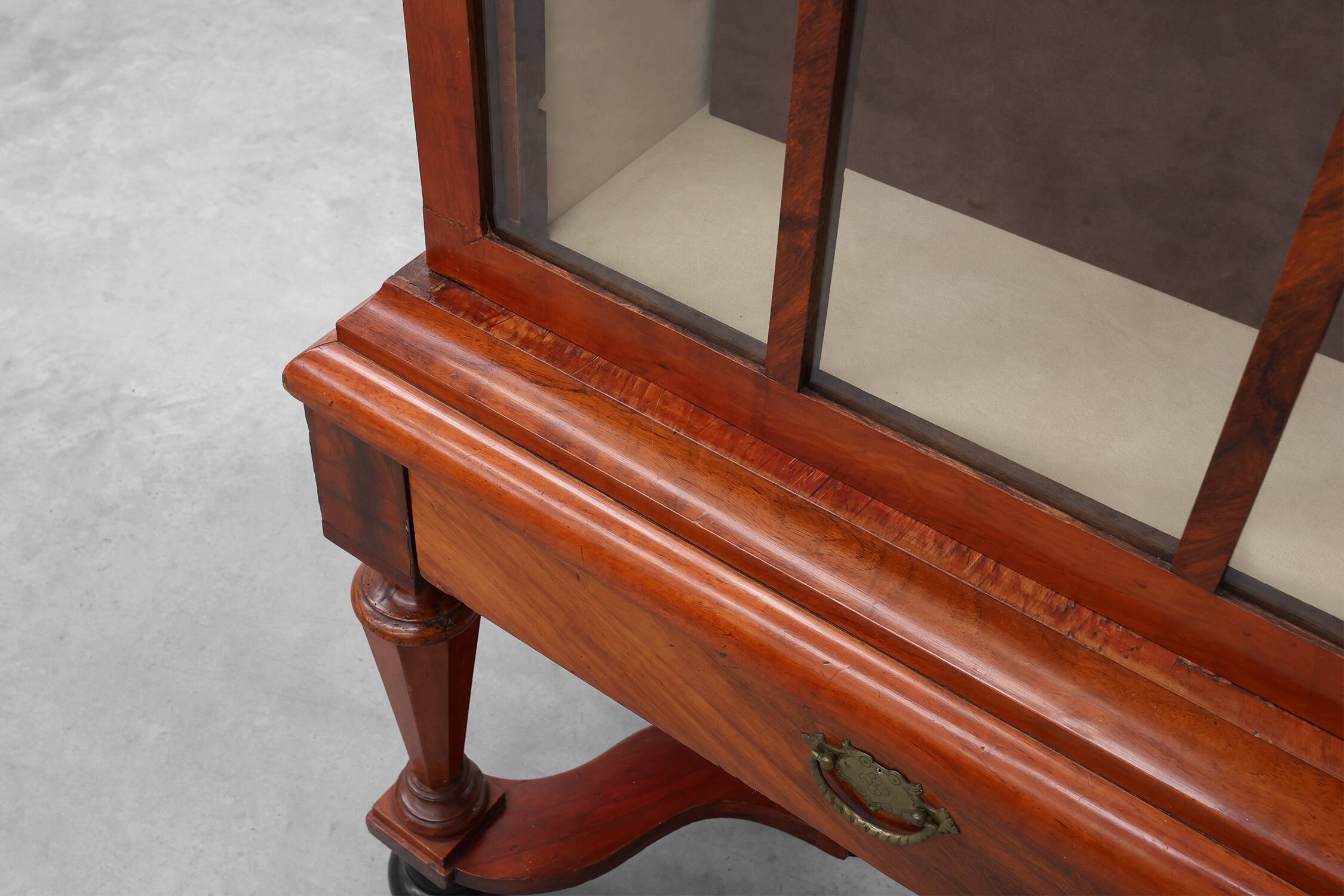 Antique William IV Style Walnut Display Cabinet, UK, 18th Century