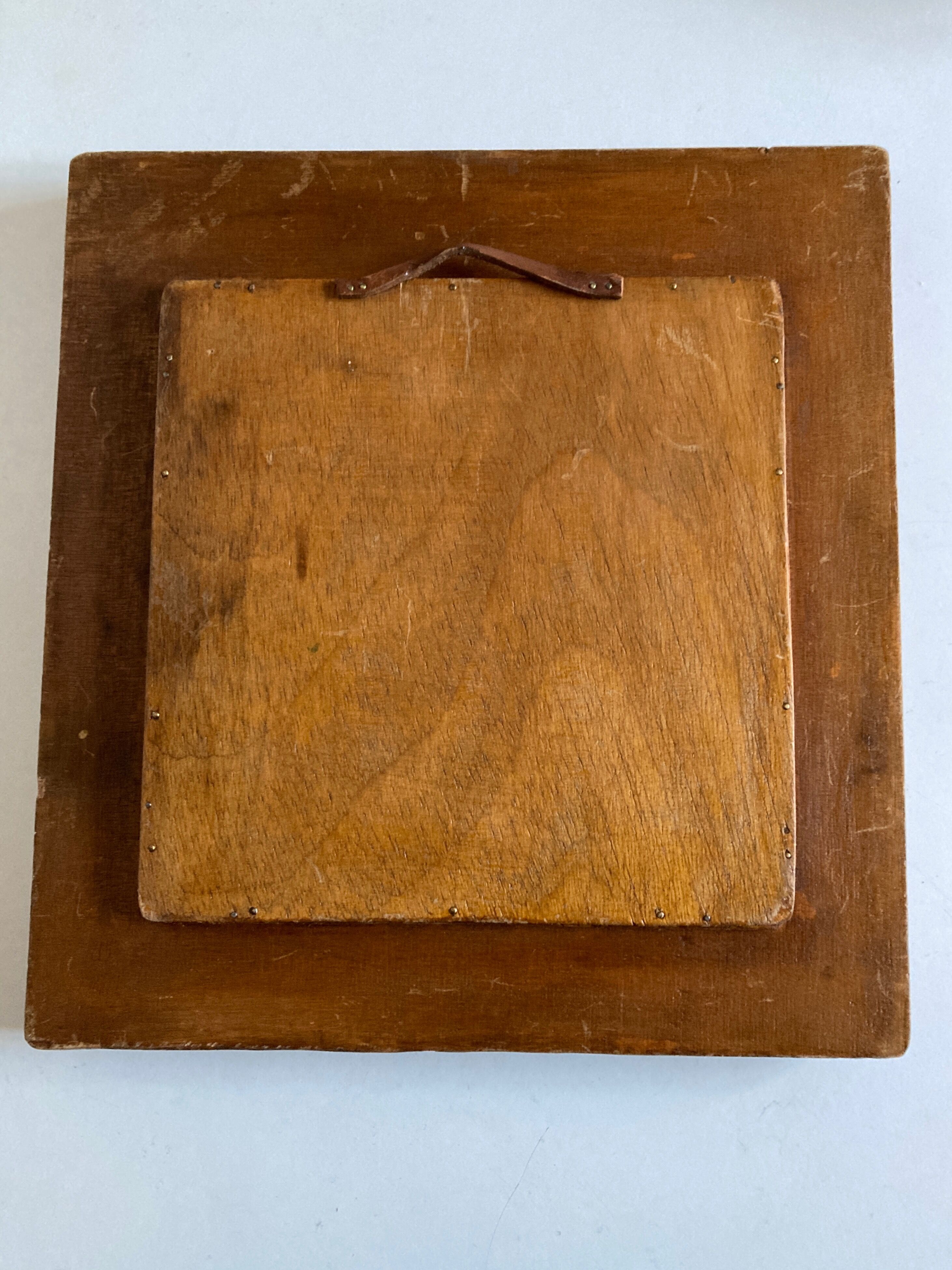 Arts & crafts 1970 mirror in incised resin