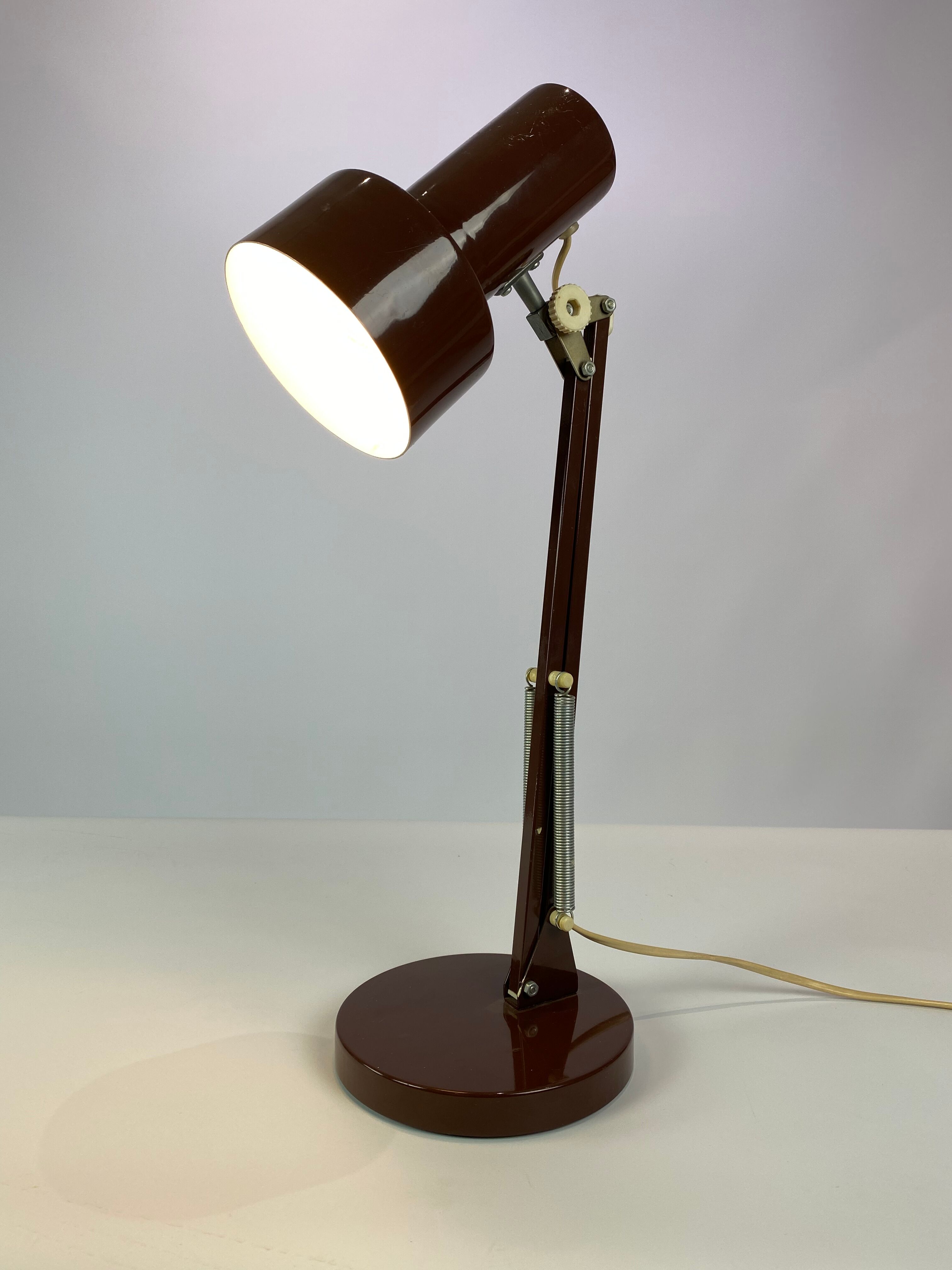 Table lamp in brown lacquered metal, of Danish design from the 1970s