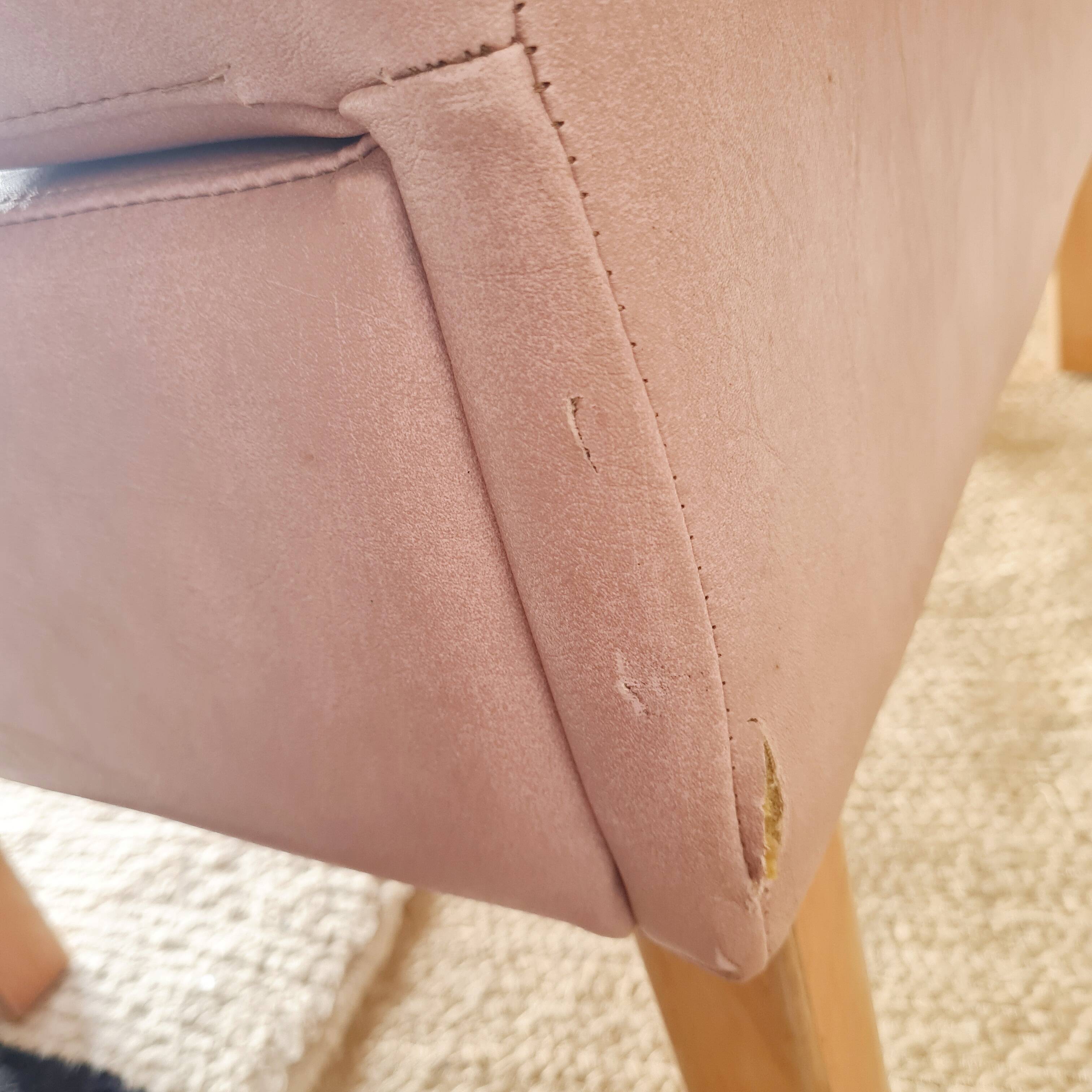 Pink faux leather bistro bench for 3 people