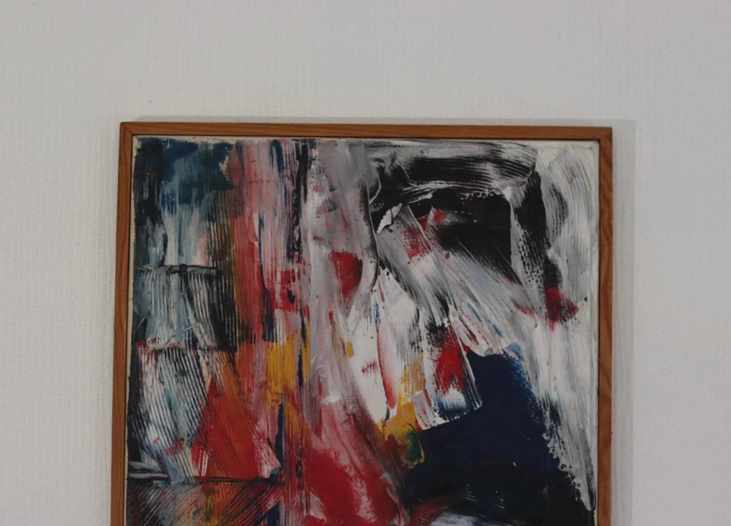 Original Swedish Oil on Canvas – “Abstract” by KB – Vintage & Framed  49 ×