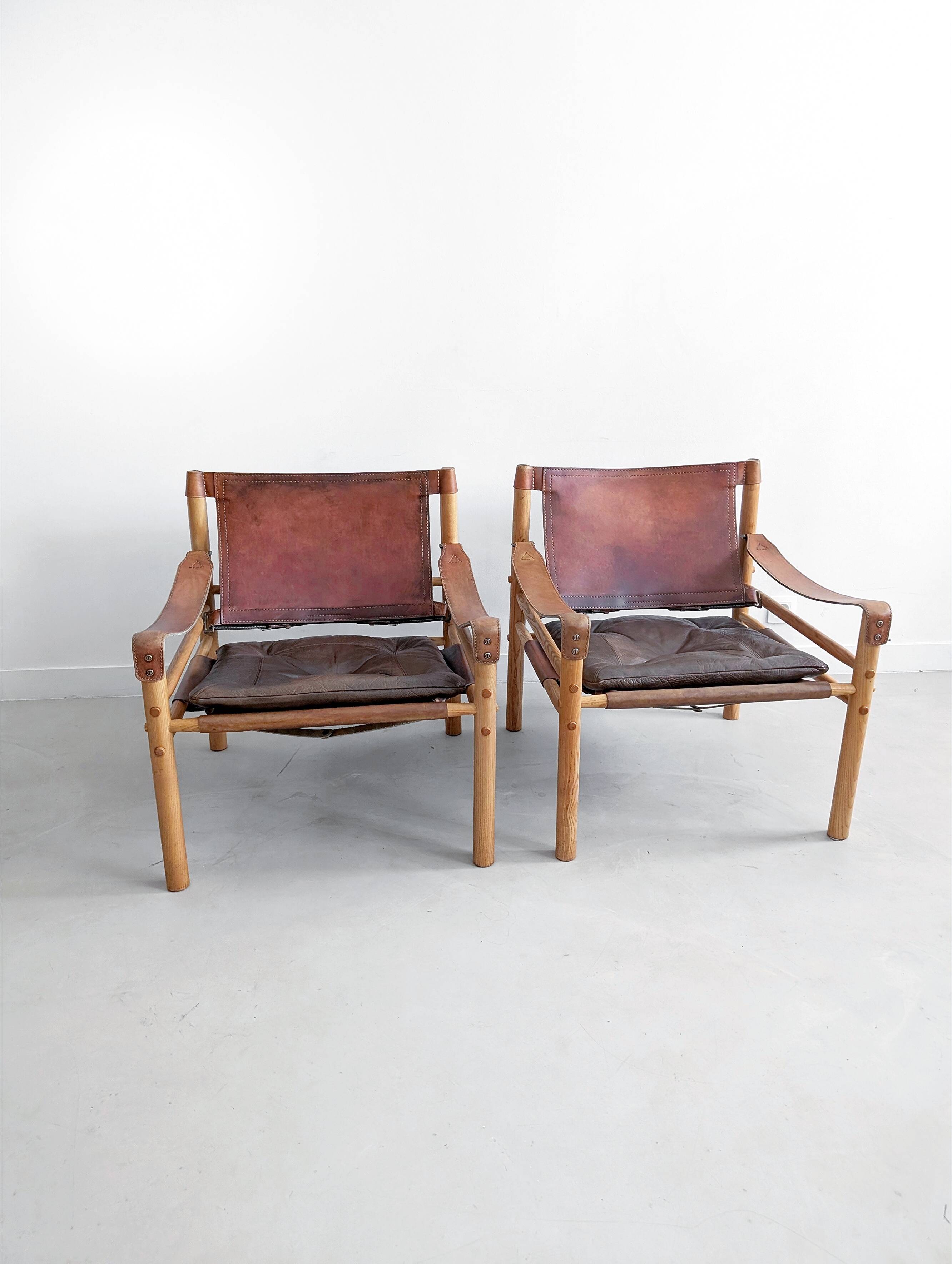 Set of 2 Safari 'Sirocco' chairs by Arne Norell 1960s