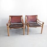 Set of 2 Safari 'Sirocco' chairs by Arne Norell 1960s