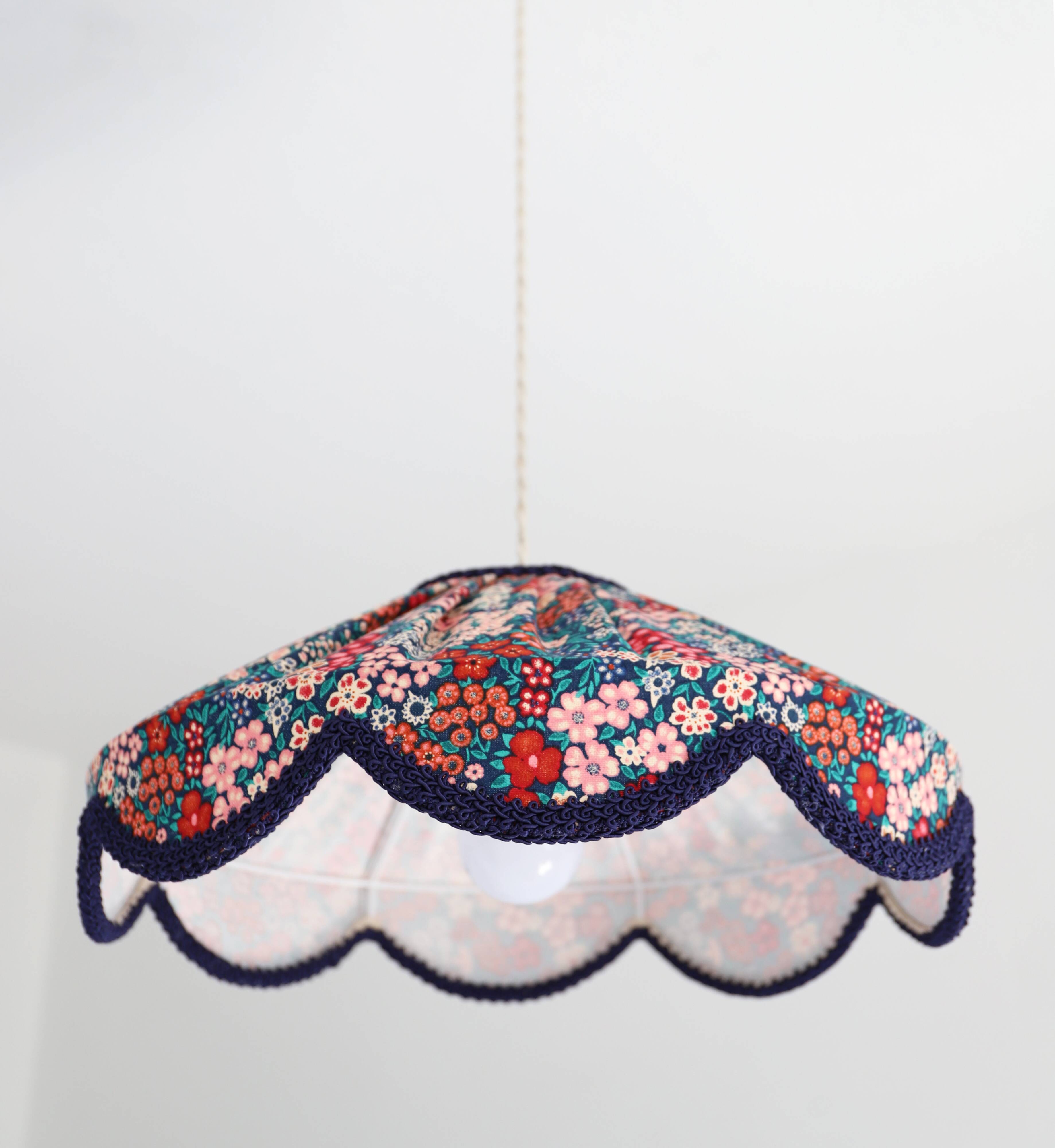 Cosette floral pendant light with "thousand flowers" print