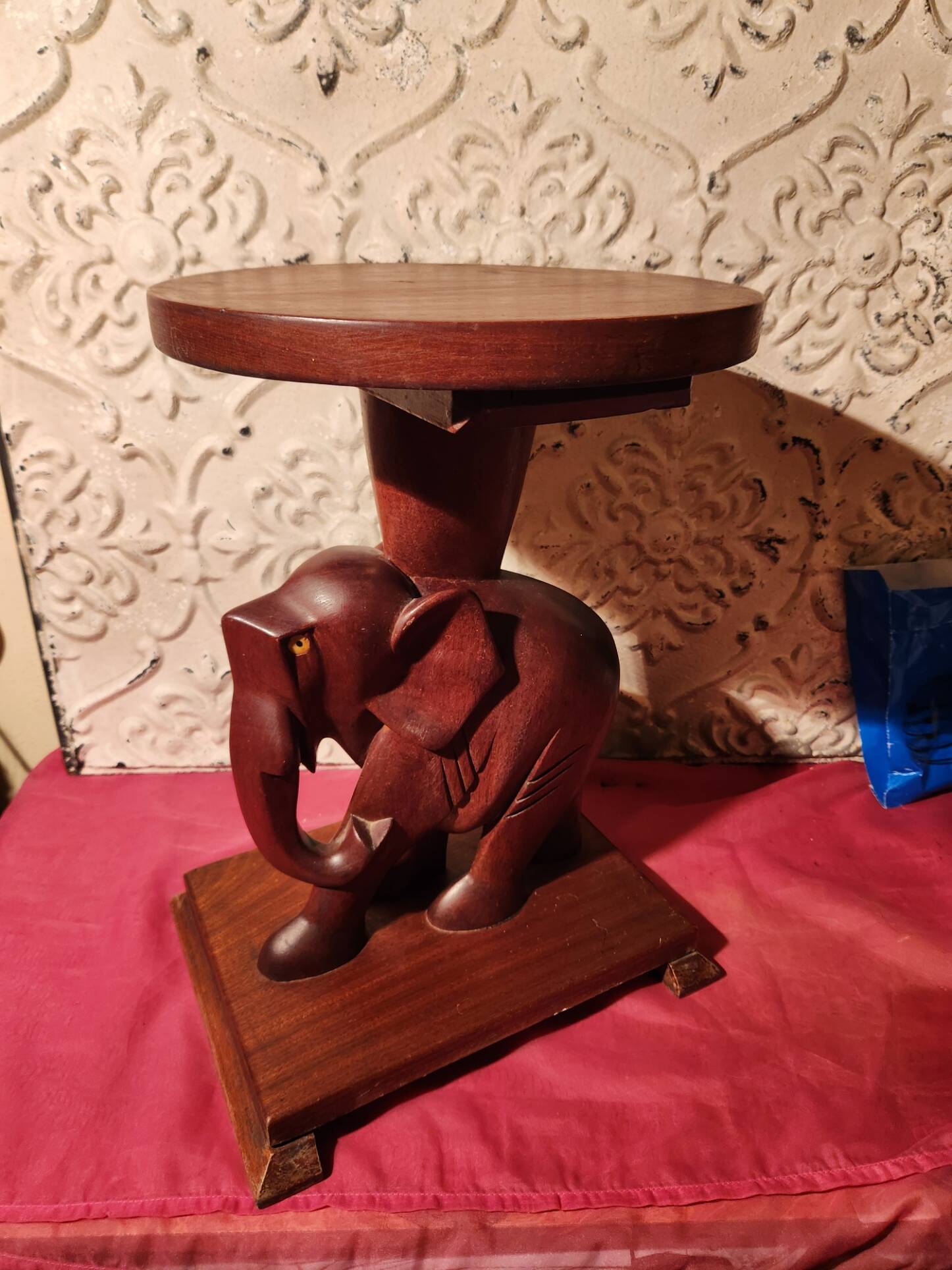 Elephant side table, Art Deco wooden accent table.