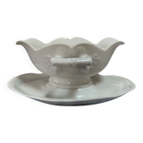 Antique porcelain gravy boat with bamboo motif