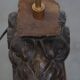 Hand-Carved Antique Wooden Floor Lamp with Lion Head