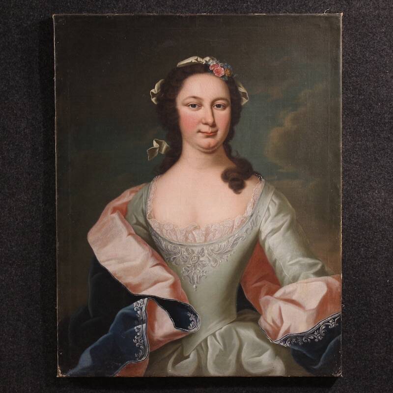 Antique 19th century portrait painting of a noblewoman