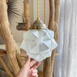 Vintage frosted glass lamp, Art Deco star shape, customizable