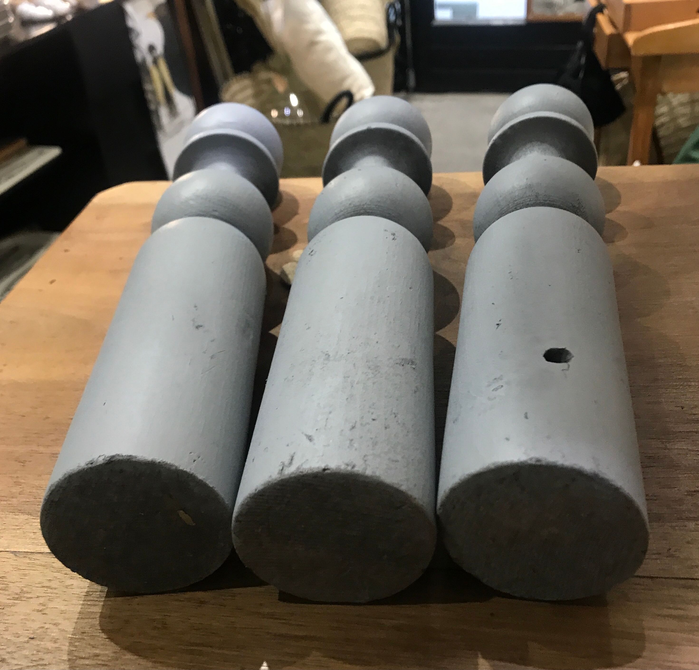 Set of 3 old grey wood keels