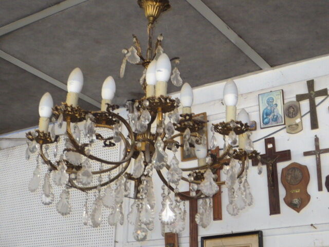 Lustre en bronze à pampilles