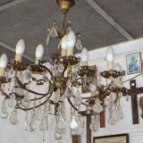 Lustre en bronze à pampilles