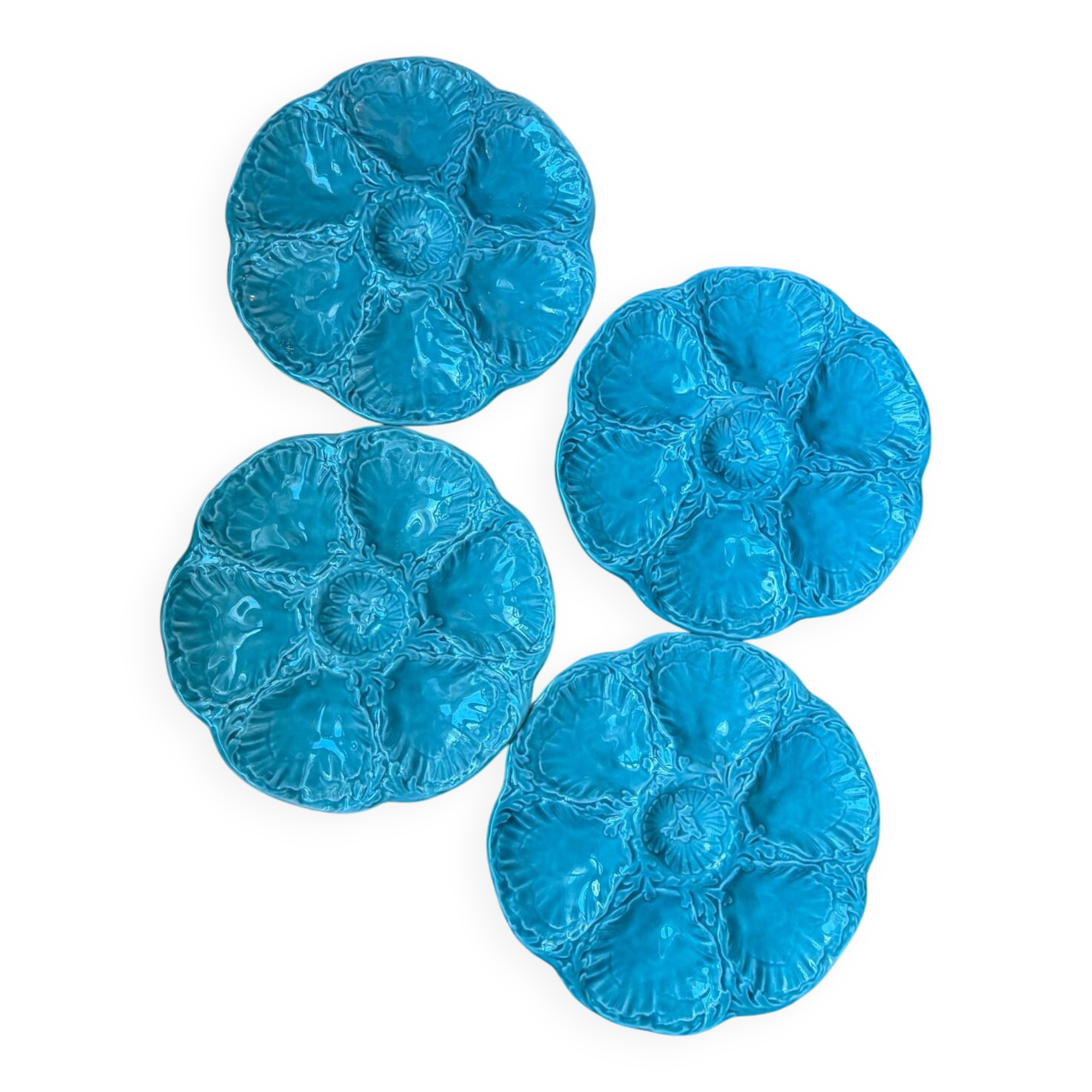 Gien oyster plates in slipware