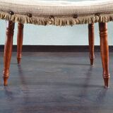 Wooden footrest with fringed fabric upholstery, 1970