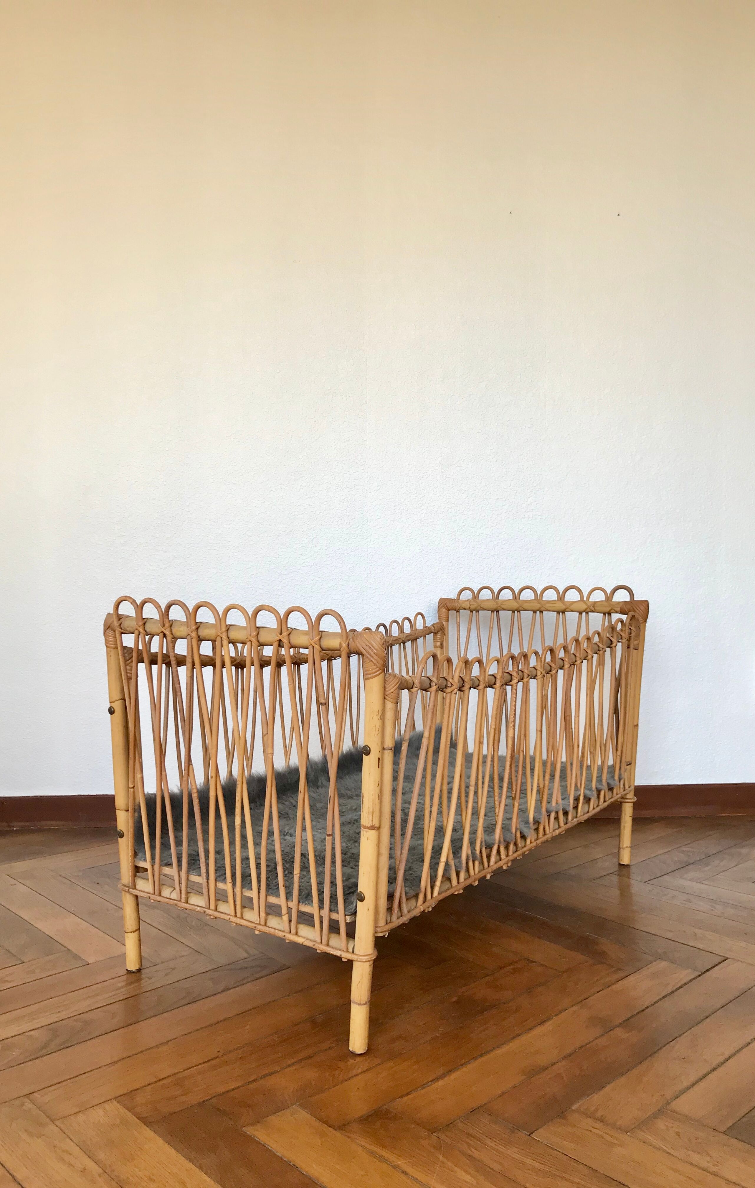 Rattan and bamboo child bed