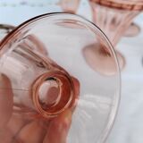 Suite of 6 pink glass ice cream bowls 70s/80s