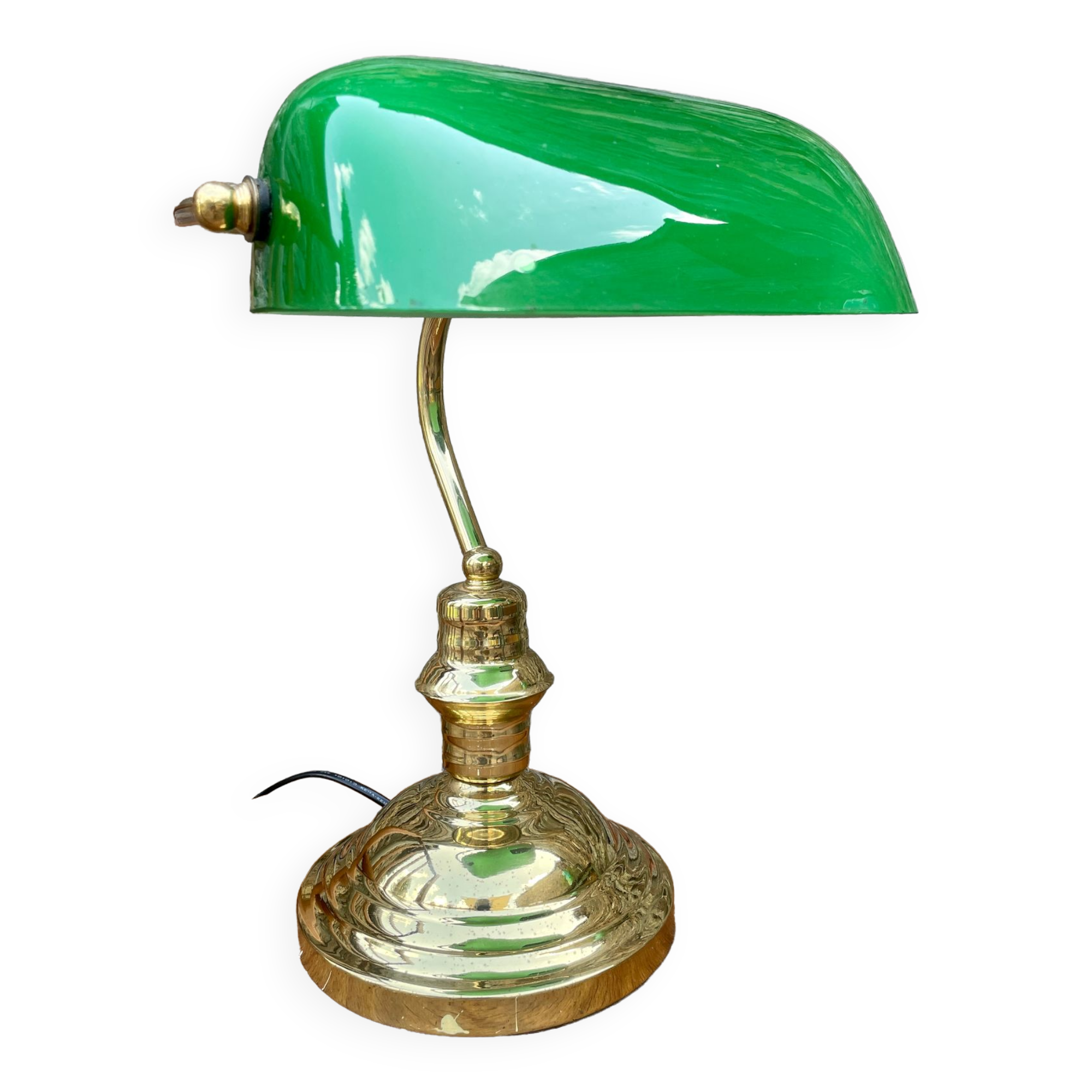 Notary lamp, banker in green opaline