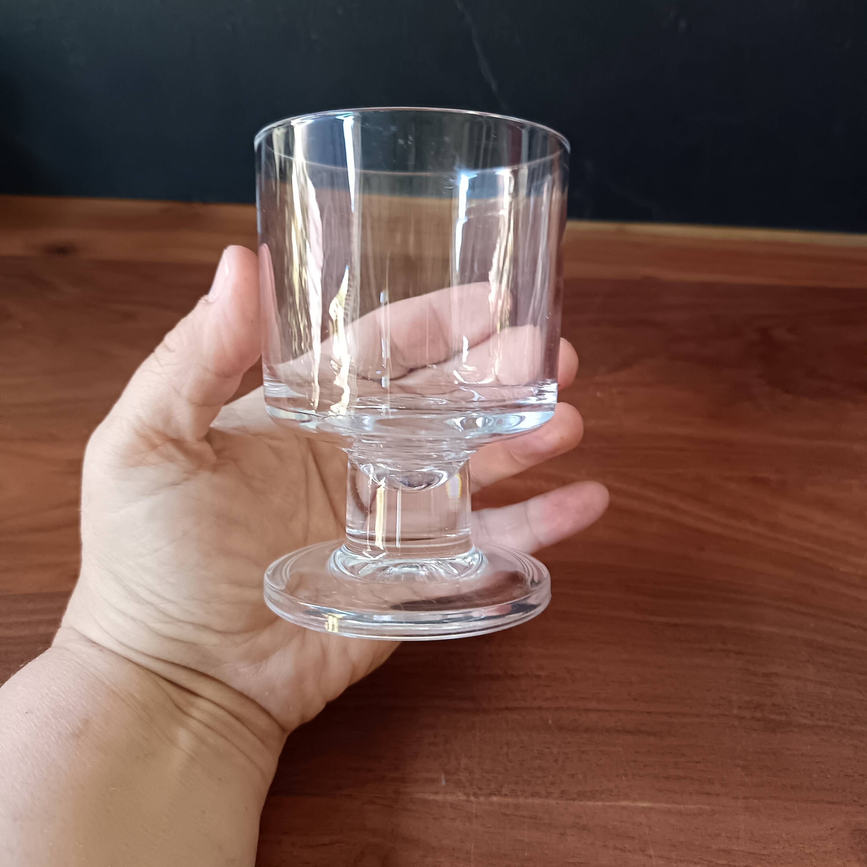 6 vintage thick base transparent goblets