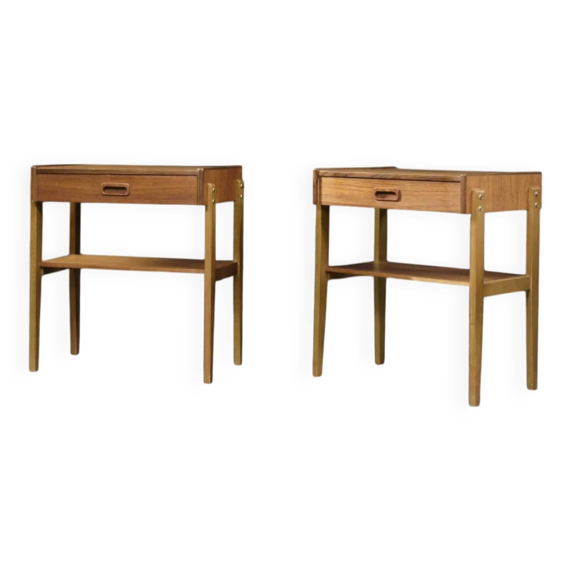 Vintage Mid-Century Scandinavian Modern Teak Nightstands, 1960s, Set of 2